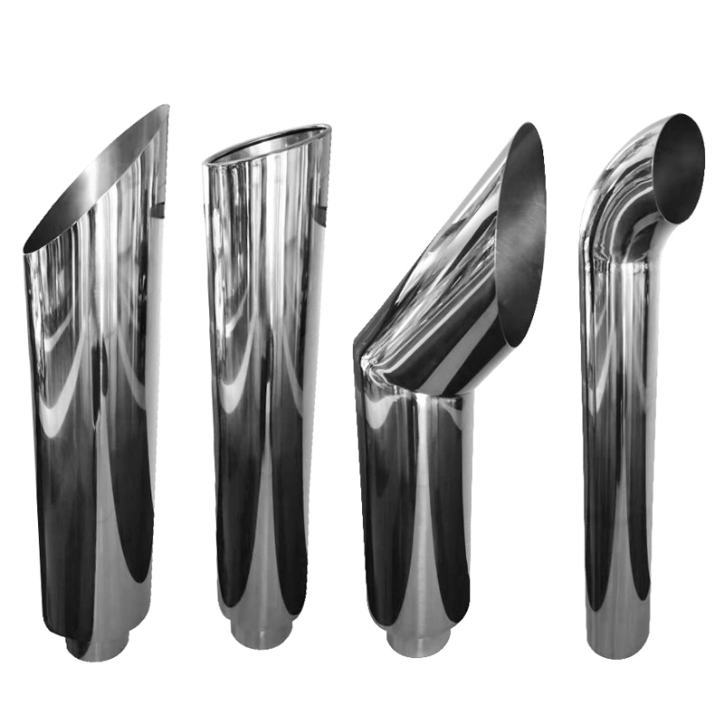 Custom Size 4 5 Inch Polished Finish Curved 201 304 Stainless Steel Heavy Truck Diesel Stacks Exhaust Pipe Muffler